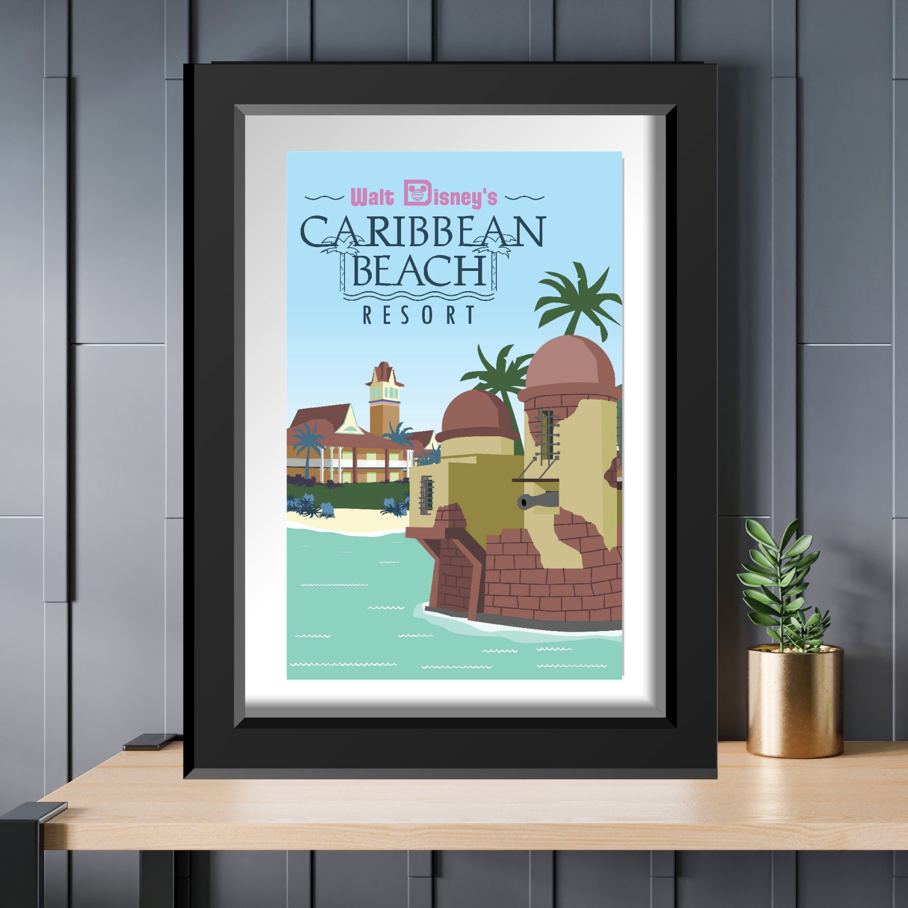 Walt Disney World Caribbean Beach Resort Retro Travel Vintage Poster 8x10 11x14 11x17 13x19