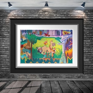 Mr Toads Wild Ride Attraction Scenes illustration Hell Toad Hall Disney Print 8x10 11x14 11x17 13x19