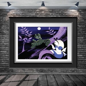Disney Alice In Wonderland and Cheshire Cat Concept Mary Blair Print Poster 8x10 11x14 11x17 13x19