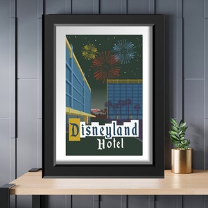 Disneyland Hotel Night California Resort Retro Travel Vintage Poster 8x10 11x14 11x17 13x19