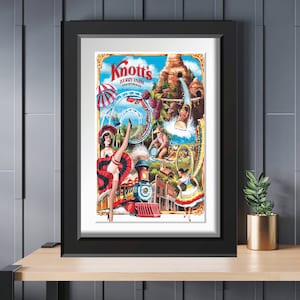 Vintage Knotts Berry Farm Ghost Town Calico Can Can Girl Timber Mountain Log Ride Poster Print Restored 8x10 11x14 11x17 13x19