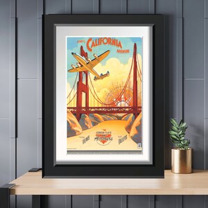Vintage California Adventure Air Tours Condor Flats Golden Gate Bridge Entrance Circa 2002 Poster Disneyland 11x14 11x17