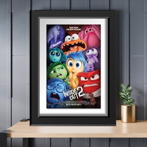 Inside Out 2 Emotions Joy Sadness Fear Disgust Anger Envy Anxiety Disney Movie Poster v2 8x10 11x14 11x17 13x19