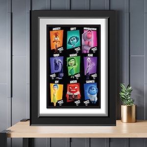 Inside Out 2 Emotions Joy Sadness Fear Disgust Anger Envy Anxiety Disney Movie Poster v3 8x10 11x14 11x17 13x19