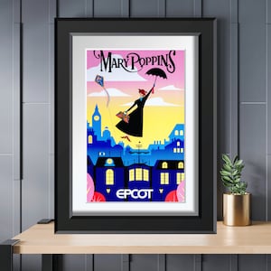 EPCOT Mary Poppins Flying Over London Attraction Poster 8x10 11x14 11x17 13x19