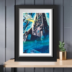 Tower of Terror Vintage Lightning Striking Hollywood Hotel Rare Attraction Poster Disney World Disneyland 11x14 11x17