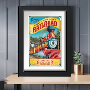 Vintage Knotts Berry Farm Ghost Town Calico Railroad Fiesta Village Train Poster Print Restored 8x10 11x14 11x17 13x19