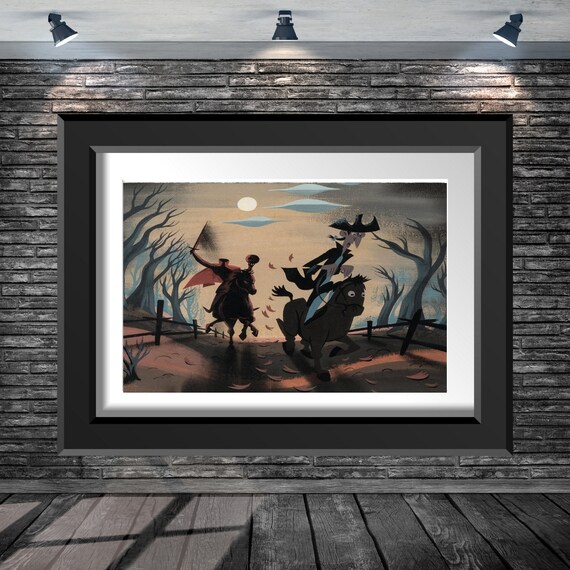 Mary Blair Legend of Sleepy Hollow Ichabod Crane Headless Horseman Concept Sketch Disney Poster 8x10 11x14 11x17 13x19