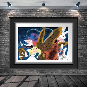 Mary Blair Alice In Wonderland Concept Painting Mad Hatter White Rabbit Disney Poster 8x10 11x14 11x17 13x19