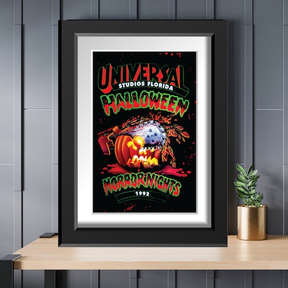Halloween Horror Nights Chainsaw Pumpkin Retro Poster 8x10 11x14