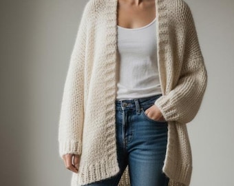 Oversized Cardigan knitting Pattern / knitting tutorial - Easy / Beginners. Jumper knitting pattern.