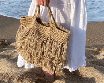 Patrón de bolso de ganchillo. Tutorial de ganchillo de bolso boho de verano. Patrón súper fácil para tejer un bolso a crochet.