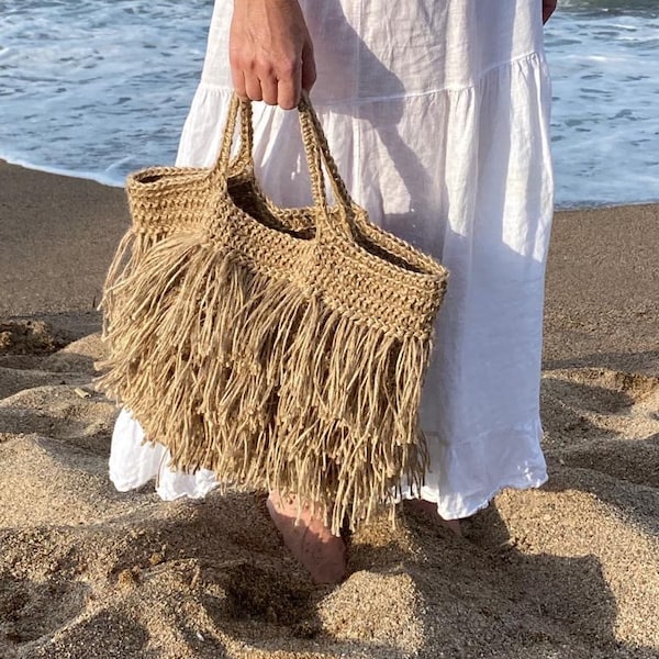 Taschenmuster gehäkelt. Sommer Boho Tasche Häkelanleitung. Super einfache Anleitung, um eine Tasche zu häkeln.