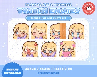 Discord Lurk Cute Curly Chibi Brown Hair Girl Emotes for Twitch Mixer and more !