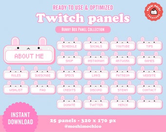 Kawaii Style Panels for Streamers Cute Pink Pixel /'Window/' Themed Twitch Panels