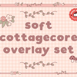 Conjunto de sobreposição de stream Cottagecore para Twitch / Kawaii floral aconchegante / Estética florestal / Webcam / Borda / Simples / Personalizado / Configuração de streaming