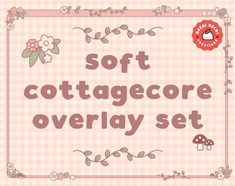 Cottagecore Stream Overlay Set för Twitch / Mysig blommig kawaii / Skogsestetik / Webbkamera / Kant / Enkel / Anpassad / Streaminginställningar