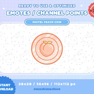 Twitch Peach Fruit Coin Emote / Channel Point / Badges / Kawaii / Streamer / Pastel / Streamer Graphics / Soft / Cute