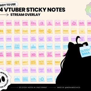 404 Vtuber Sticky Note Set, Funny Stream Overlay, P2U Vtuber Stream Assets, Custom, PNGtuber, Streamer Setup, Cute Aesthetic, Cozy, Sus