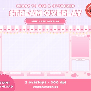 Heart Cafe Stream Overlay - Twitch - Cute - Streamer Graphics - Kawaii - Streamer - Aesthetic - Pastel - Love - Stream Setup - Gamer