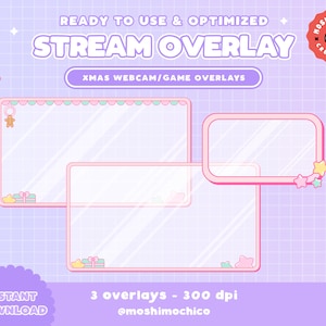 Twitch Stream Overlay - Cute Christmas Xmas Arcade Crane Machine Webcam Game Border / Streamer Graphics / Kawaii / Pastel