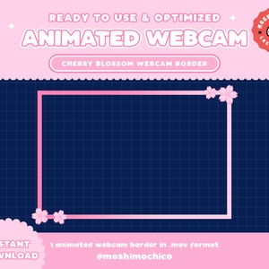 Twitch Animated Cherry Blossom Webcam Border Frame / Stream Graphics / Kawaii / Streamer / Sparkle / Pink / Pastel / Aesthetic