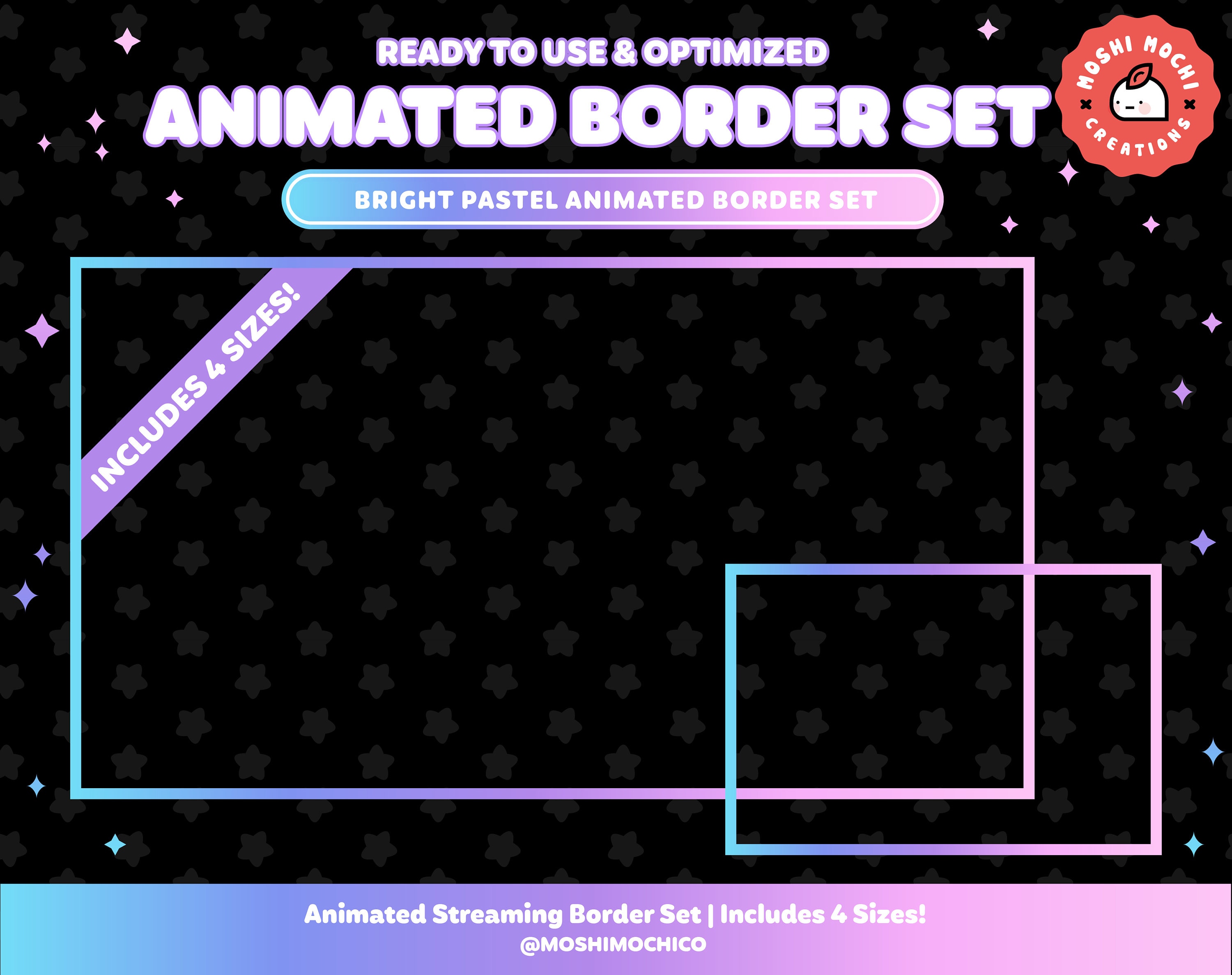 Animated Pastel Stream Border Set | Webcam Frame | Game Capture Border ...
