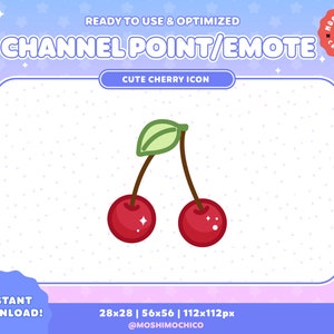 Twitch Cherry Fruit Emote / Channel Points / Badges / Kawaii / Streamer / Cute / Streamer Graphics / Discord / Red