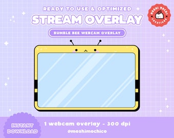 Twitch cute Yellow Bumble Bee Stream Webcam Overlay / Streamer Grafik / Kawaii / Streamer / Sparkle