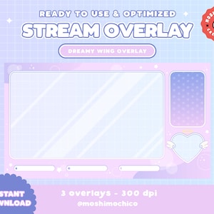 Superposición de corriente de twitch femenino - Lindo ala de ángel - kawaii - Streamer - Magia - Vtuber - Estética - Pastel - Suave