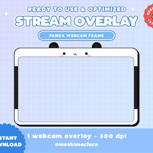 Twitch Cute Pink Panda Stream Overlay / Streamer Graphics / Kawaii / Streamer / Sparkle / Bear