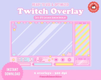 Twitch Cute Arcade Crane Machine Overlay / Streamer Graphics / Kawaii / Streamer / Pastel / Japanese