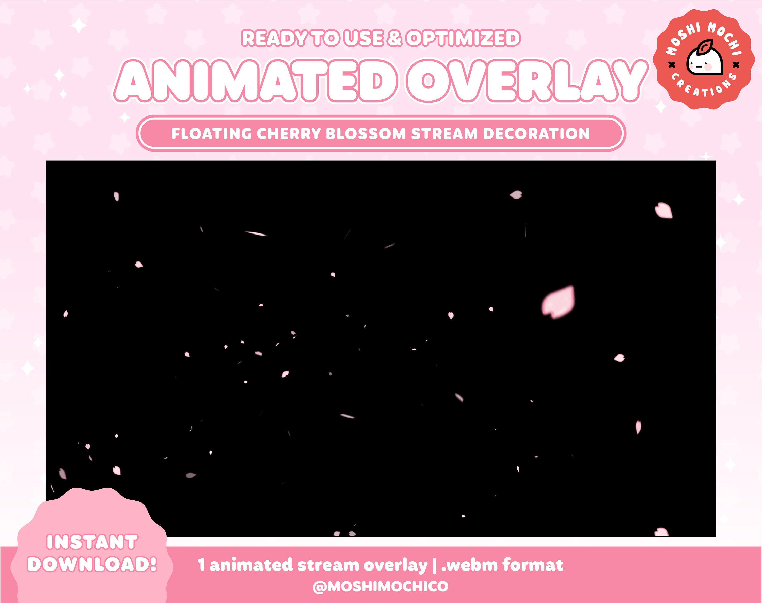 Animated Cherry Blossom Stream Add-On / Stream Decoration / Calming Cute Aesthetic / Setup / Overlay / Custom Vtuber Background / Pastel