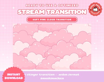 Twitch Stinger-övergång | Rosa molnströmsövergång | Alla hjärtans dag-temaöverlägg | Moln | Söt strömningsuppsättning | Kawaii | Glitter | Scen