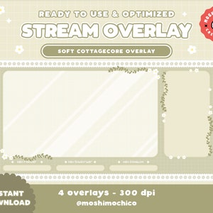 Twitch Aesthetic Floral Soft Green Cottagecore Stream Overlay / Streamer Graphics / Kawaii / Streamer / Foliage / Sage / Leaf / Cozy