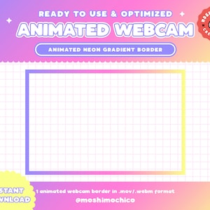 Twitch Animated Neon Pastel Pink Purple Yellow Webcam Border Frame / Stream Graphics / Kawaii / Streamer / Sparkle / Aesthetic / Simple