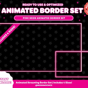 Neon Pink Animated Twitch Border Set | Webcam Frame | Game Capture Border | Custom Stream Setup | Lofi Aesthetic | Minimalistic | Simple Cam