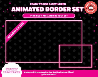 Neon Pink Animated Twitch Border Set | Webcam Frame | Game Capture Border | Custom Stream Setup | Lofi Aesthetic | Minimalistic | Simple Cam