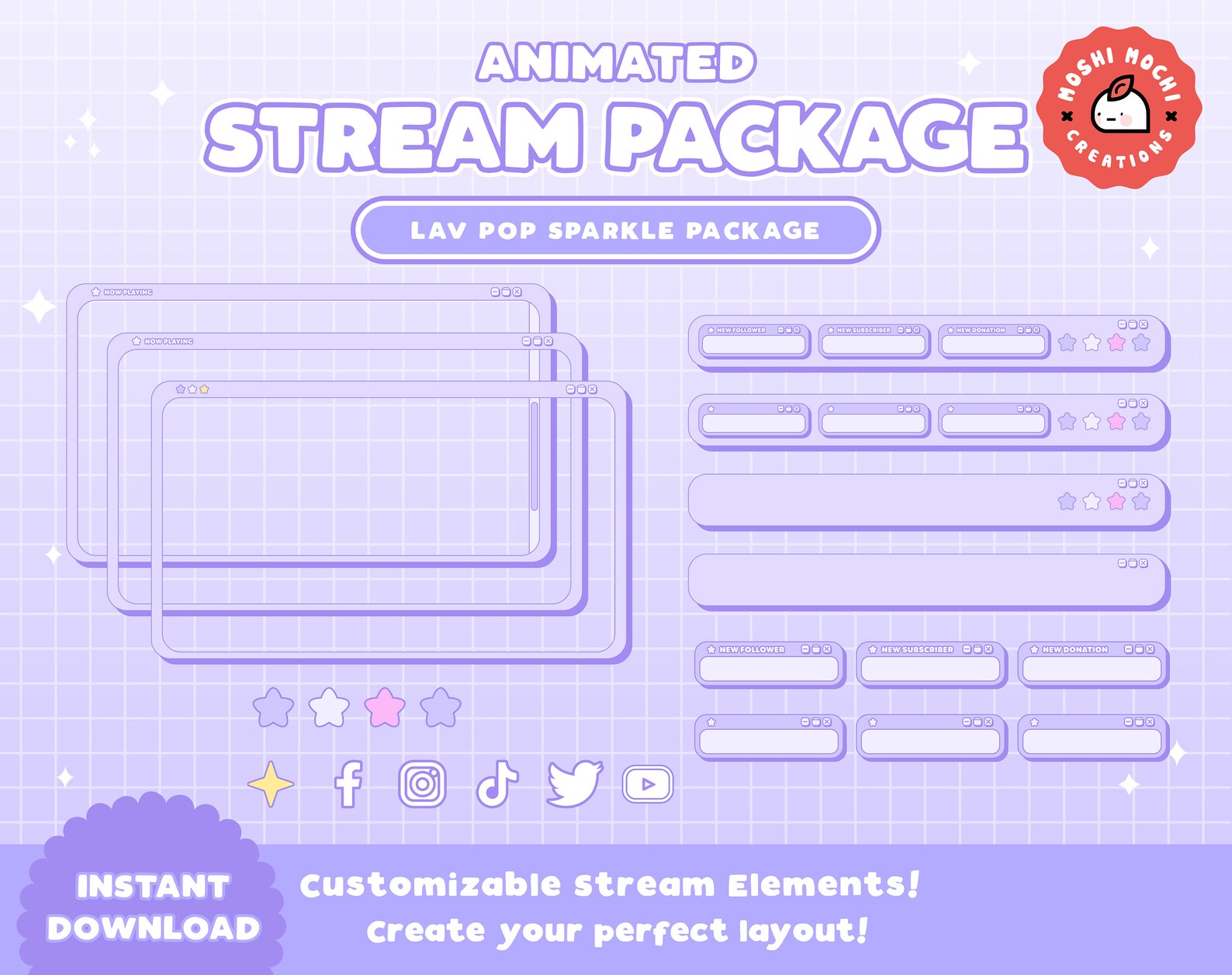 Animated Twitch Stream Package / Lavender Computer Aesthetic / Stream ...