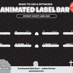 Spooky Ghost Animated Label Bar For Twitch / Halloween Theme / Creepy Cute Aesthetic / Vtuber Assets / Streamer / Grave Yard