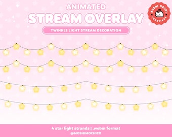 Animated Star Light Overlay / Twinkle Star Lights / Cute Aesthetic / Stream Setup / Overlay / Custom / Pastel / Custom