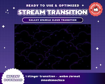 Galaxy Cloud Stinger Transition / Scene Transition For Streaming / Transition for Twitch / Cloudy / Celestial / Stream Setup