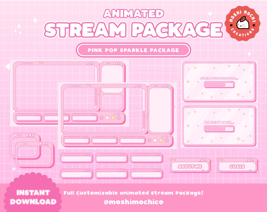 Animated Twitch Stream Package / Pink Computer Aesthetic / Stream Setup ...