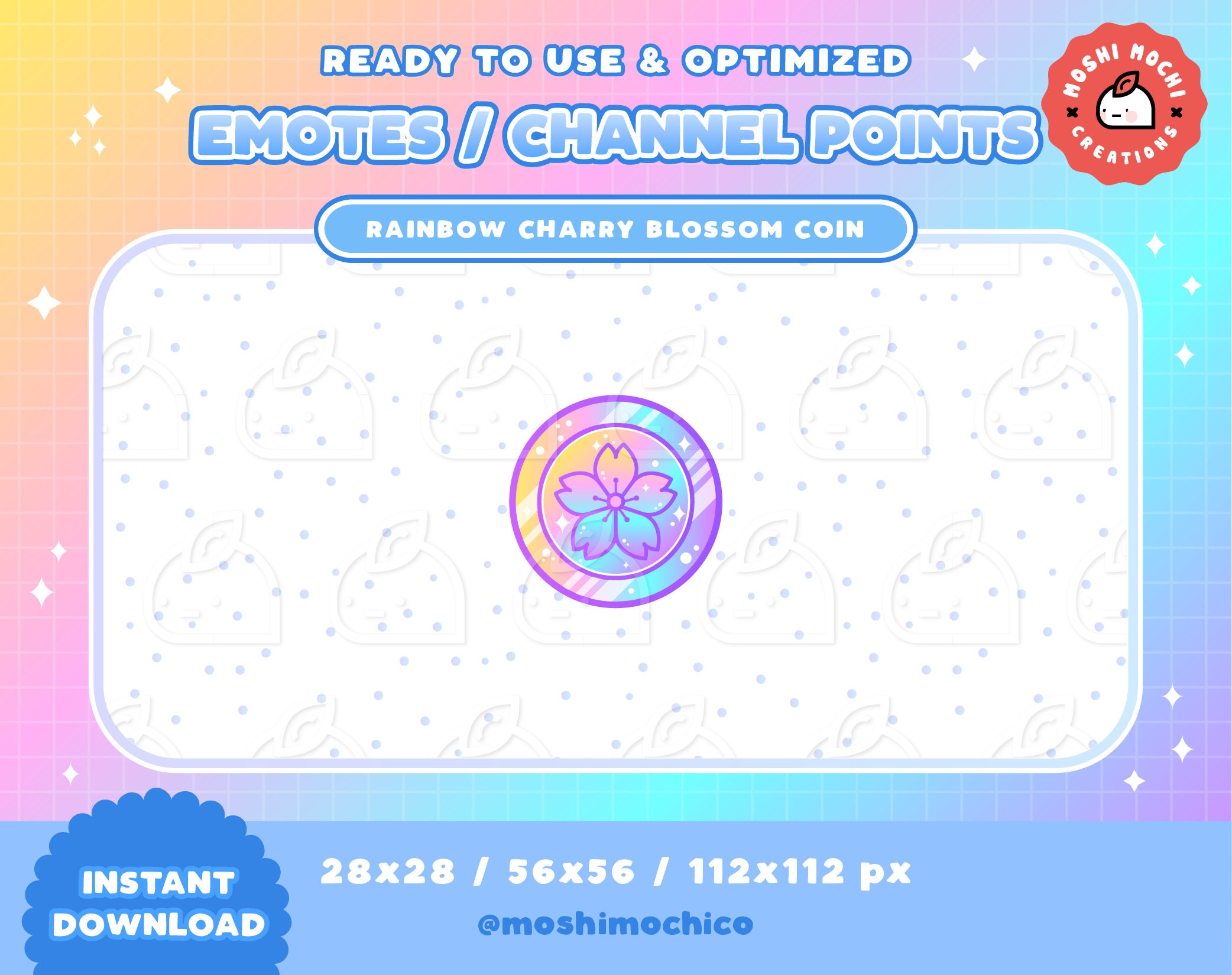 Twitch Rainbow Cherry Blossom Coin Emote Channel Point Etsy