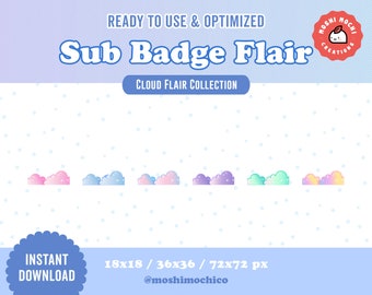 Twitch Sub Badge Flair - Cute Sparkle Bubble Cloud Sky Collection / Kawaii / Streamer