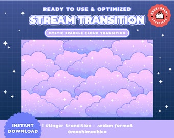 Twitch Stinger Overgang | Stream Transition | Mystic Pastel Overlay | Cloud | Cute Stream Setup | Kawaii | Sprankelen | Overlay | Scherm