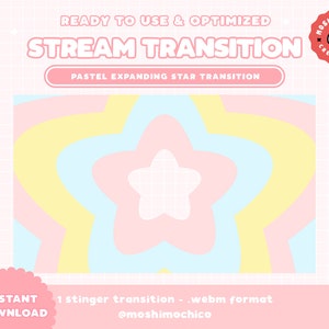 Cute Star Twitch Stinger Transition / Colorful Pastel / Cute / Kawaii / Magic / Stream / Stream Setup / Love / Aesthetic / Magical