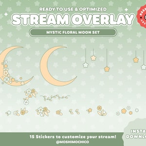 Sage Mystic Stream Overlay Set for Twitch / Pastel Floral Kawaii / Galaxy Aesthetic / Webcam / Border / Simple / Custom / Streaming Setup image 8