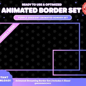 Animated Purple Stream Border Set | Webcam Frame | Game Capture Border | Custom Stream Setup | Bright Aesthetic | Minimalistic | Simple Cam