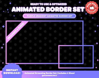 Animated Purple Stream Border Set | Webcam Frame | Game Capture Border | Custom Stream Setup | Bright Aesthetic | Minimalistic | Simple Cam